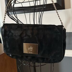 Cole Haan Black Leather Shoulder Bag with Chain Strap